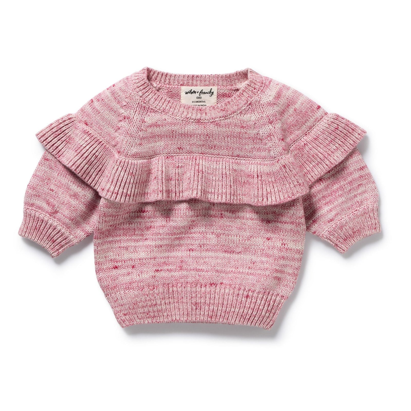 Rhubarb & Cream Organic Knitted Ruffle Jumper