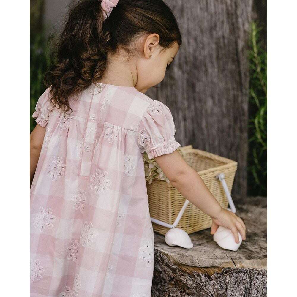 Lara Cutwork Check Dress