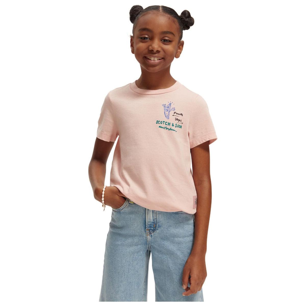 Artwork & Knotted Hem Organic Cotton T-Shirt - Blush