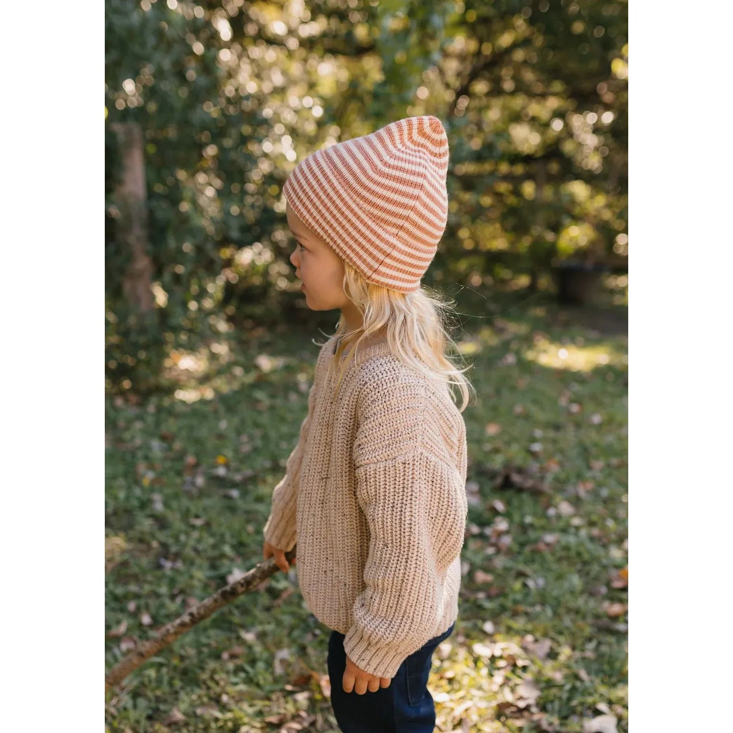 Berlin Merino Beanie Biscuit and Cream Stripe
