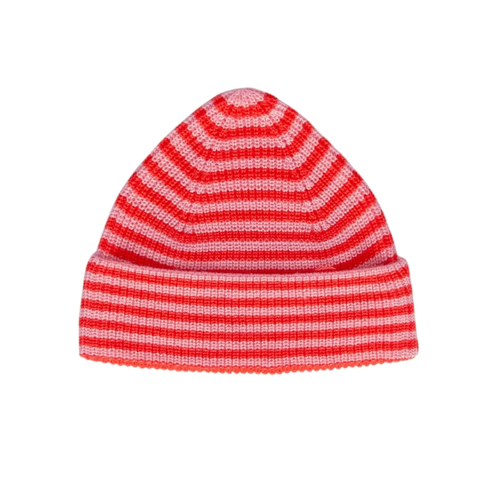 Berlin Merino Beanie Pink and Red Stripe