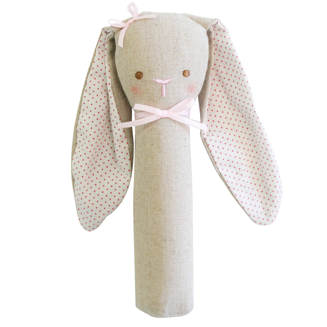 Bunny Rattle & Squeaker Linen - Pink
