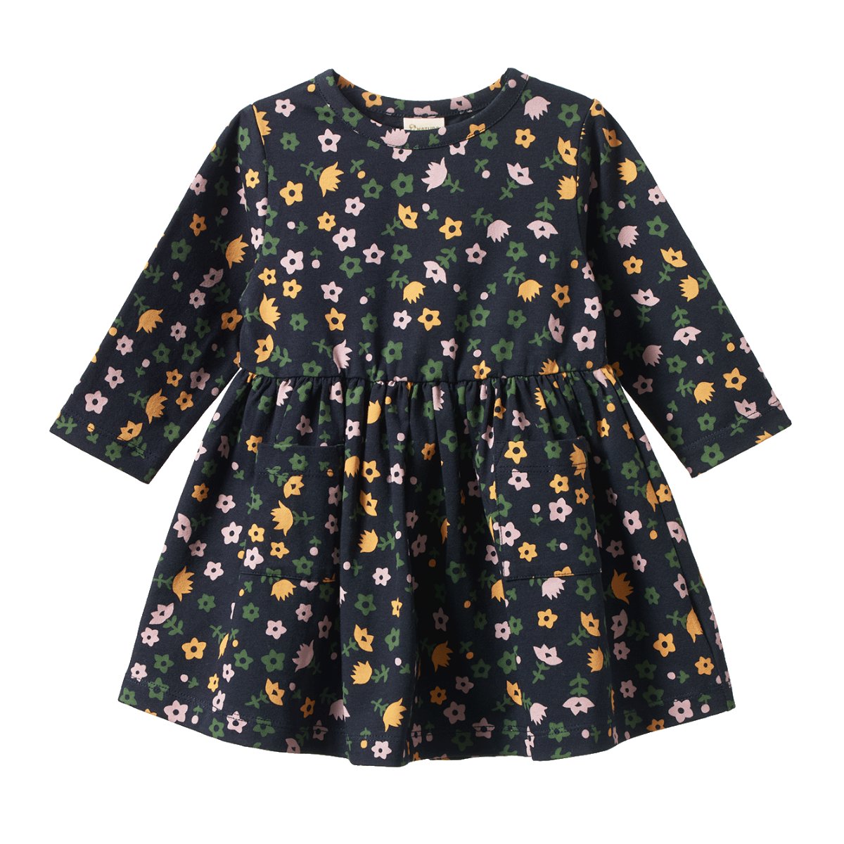 Long Sleeve Twirl Dress - Navy Pollyanna Print