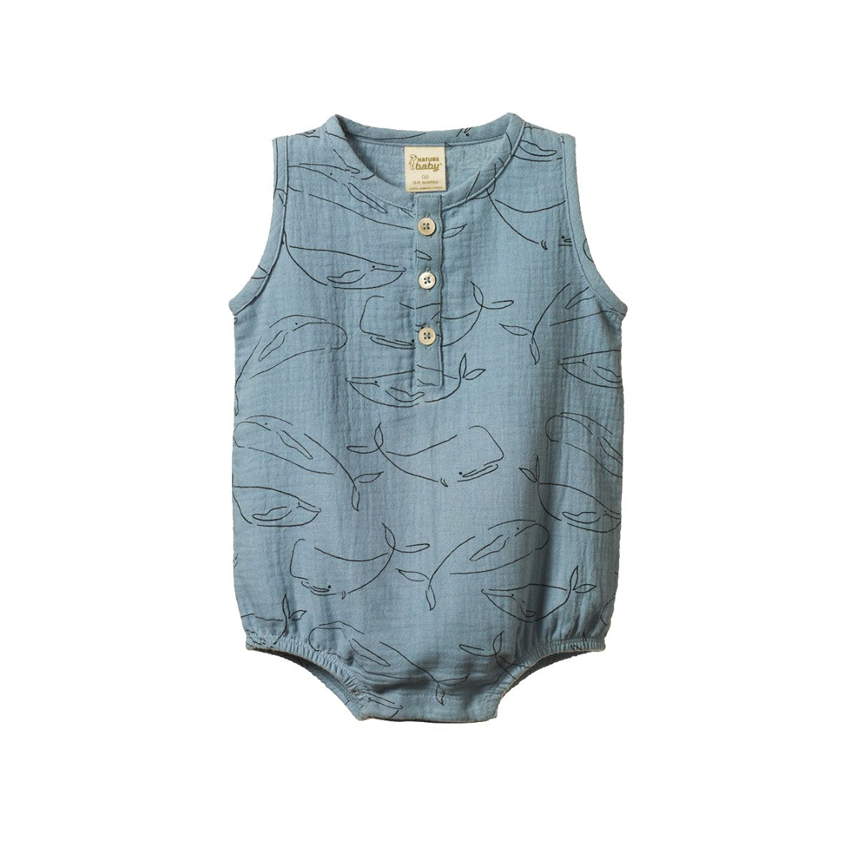 Cedar Suit Muslin - Blue Whale Print