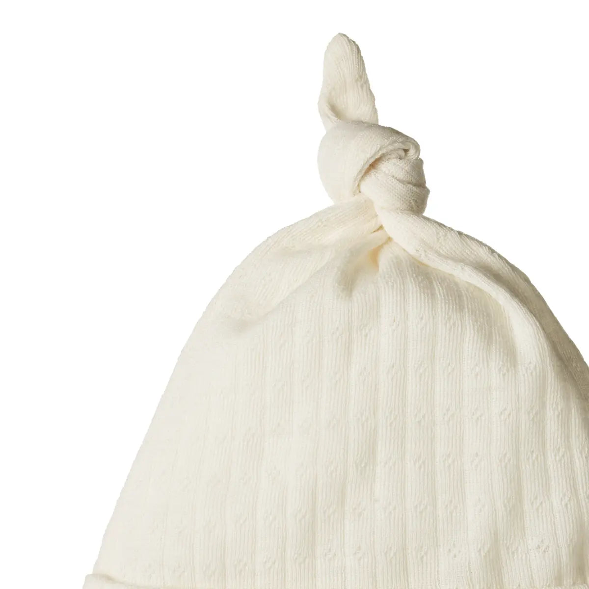 Merino Pointelle Knotted Beanie - Natural