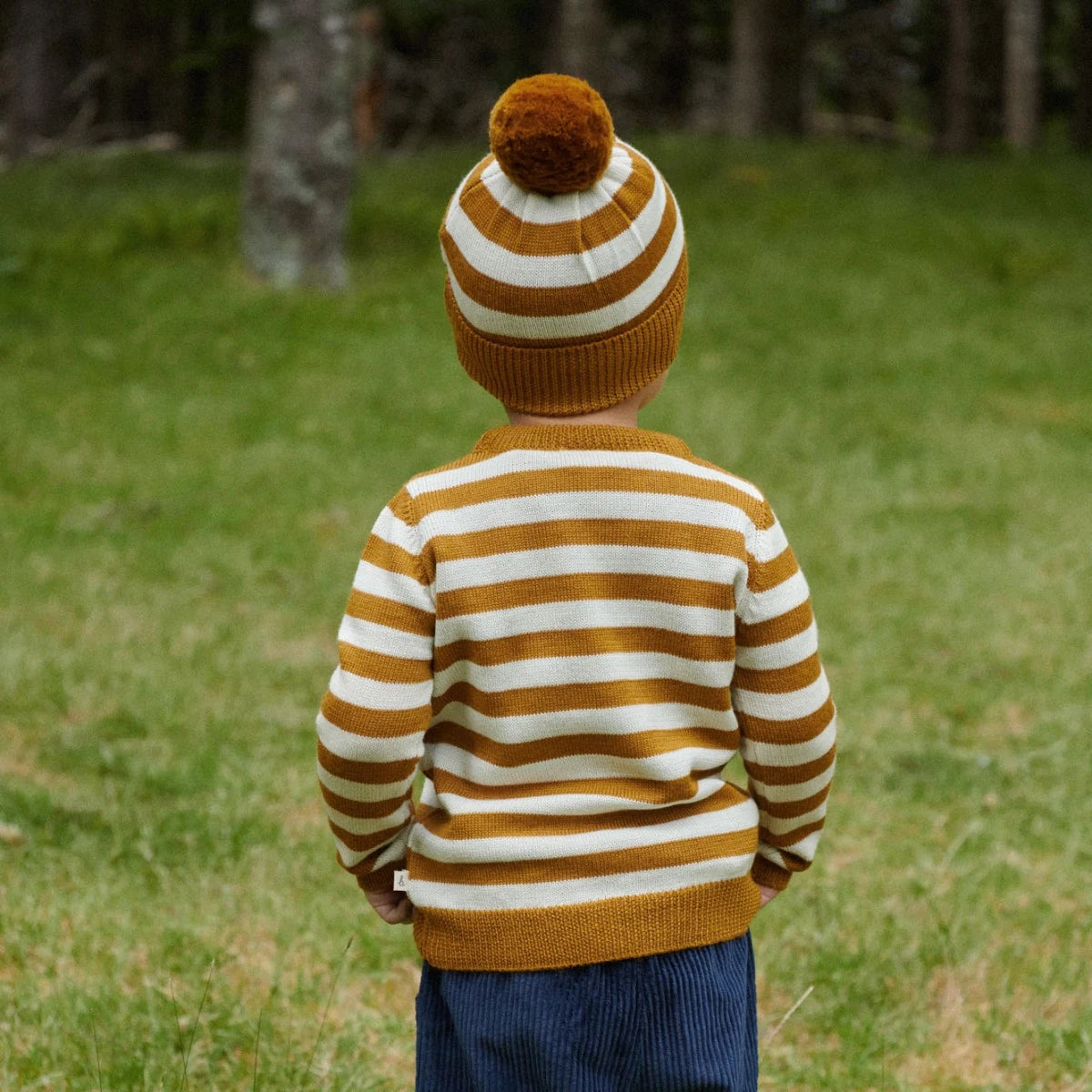 Merino Knit Pullover - Toffee Bold Stripe