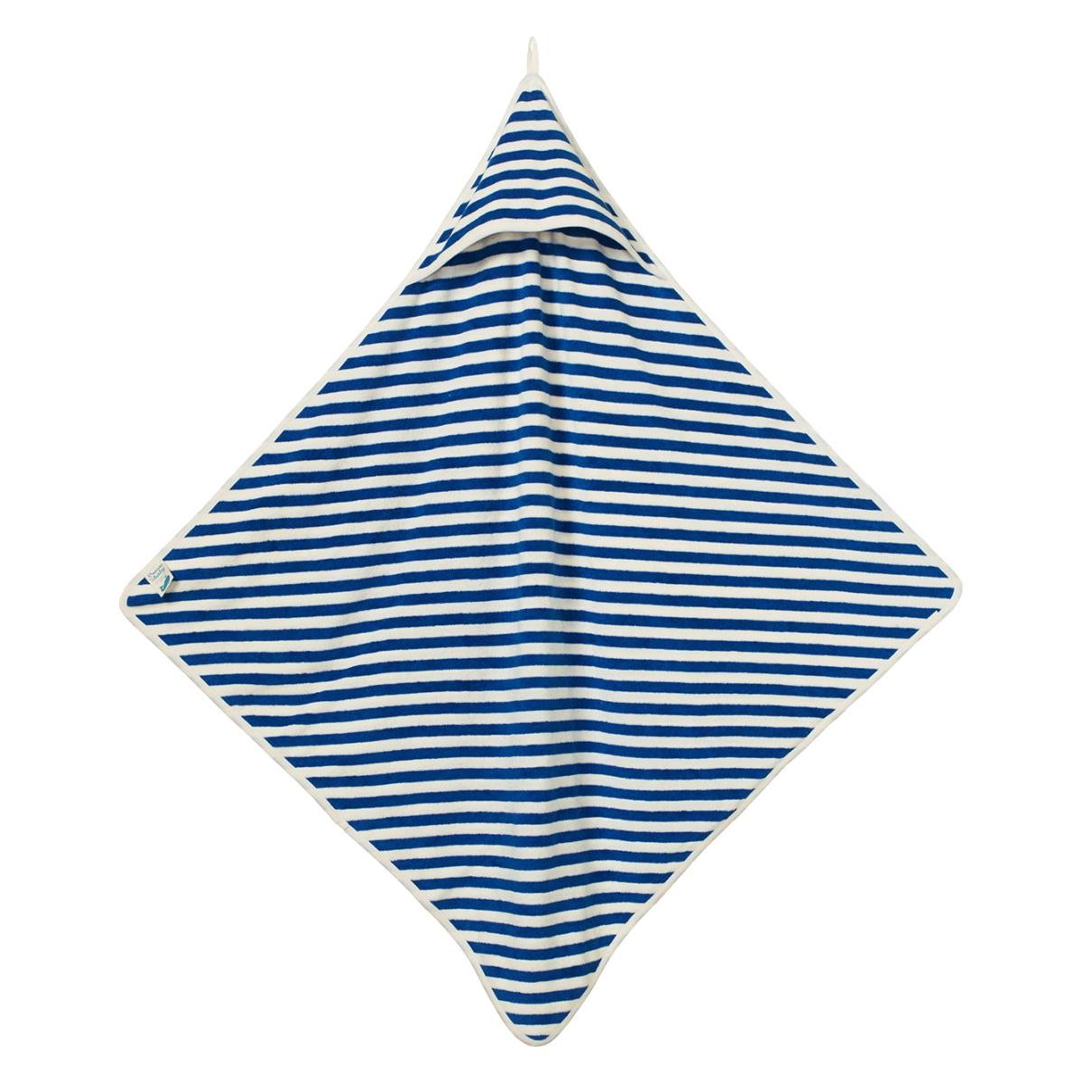Org Cotton Hooded Towel - Mariner Stripe