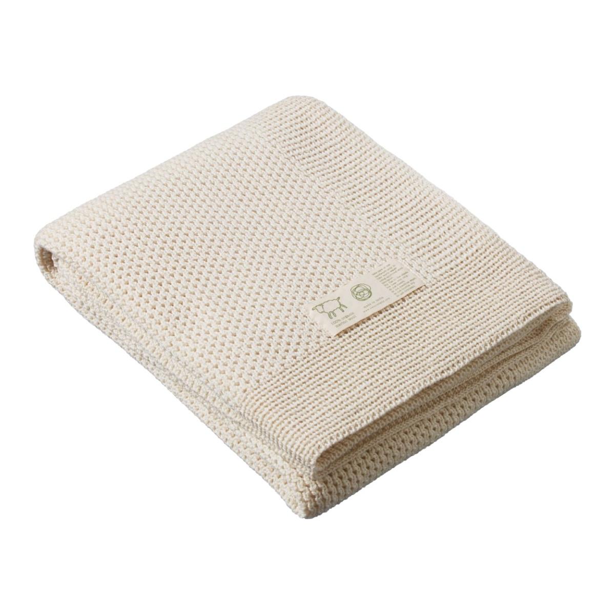 Merino Knit Blanket Cot Size Natural