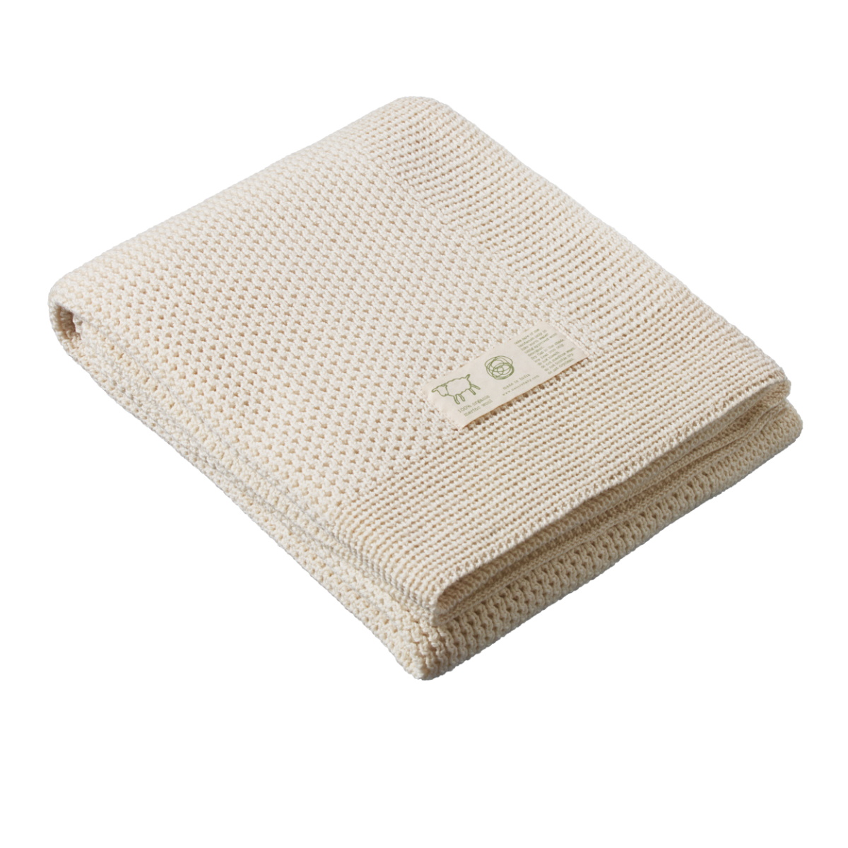 Merino Knit Blanket Cot Size Natural
