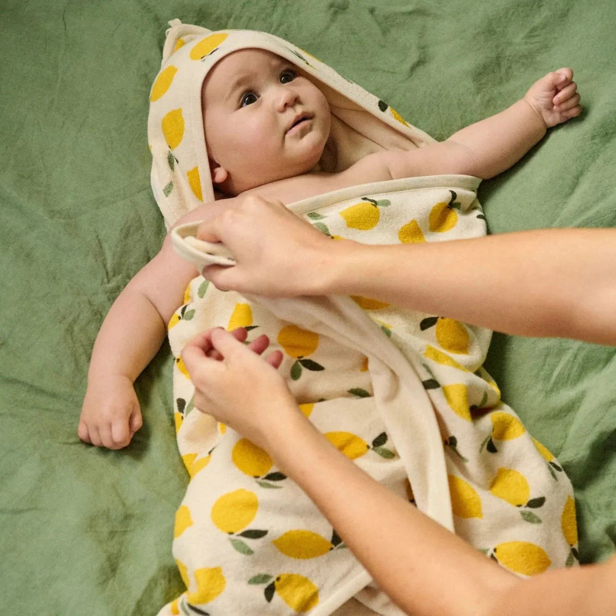 Cotton Hooded Towel Lemon Print Terry