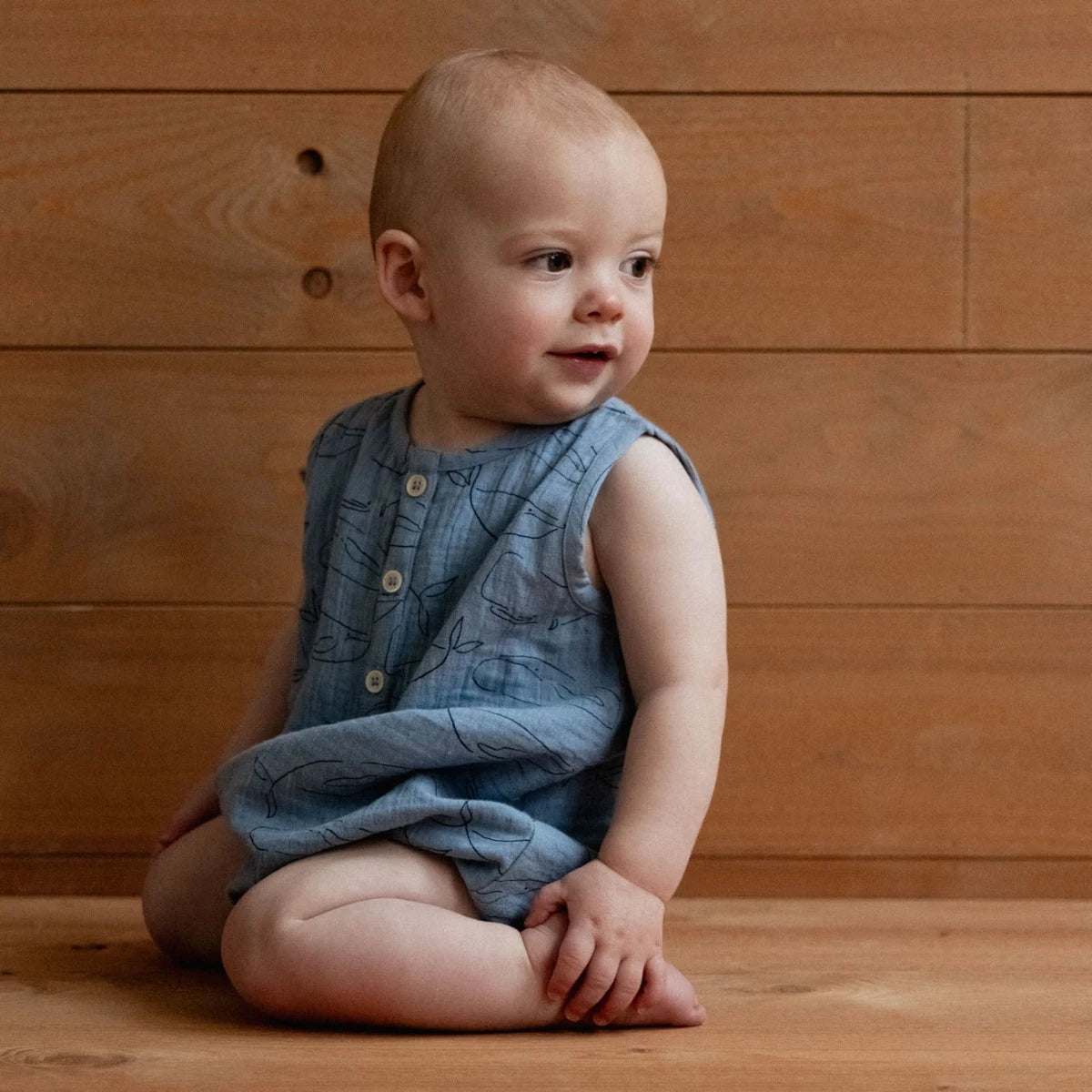 Cedar Suit Muslin - Blue Whale Print