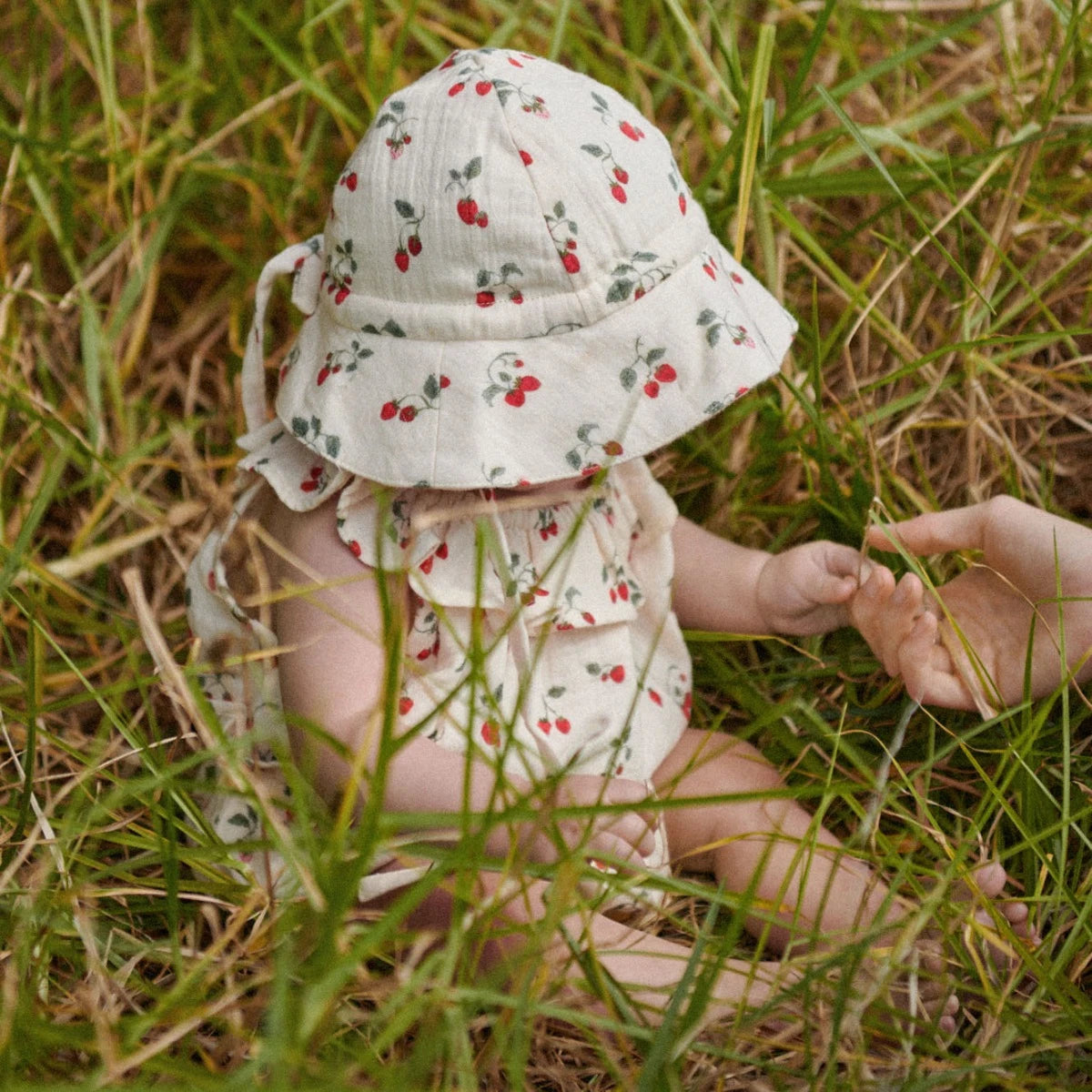 Crinkle Muslin Sunhat - Strawberry Blush