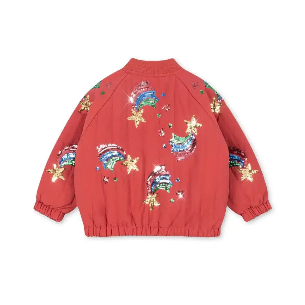 Juno Sequin Rainbow Bomber Jacket - Cardinal