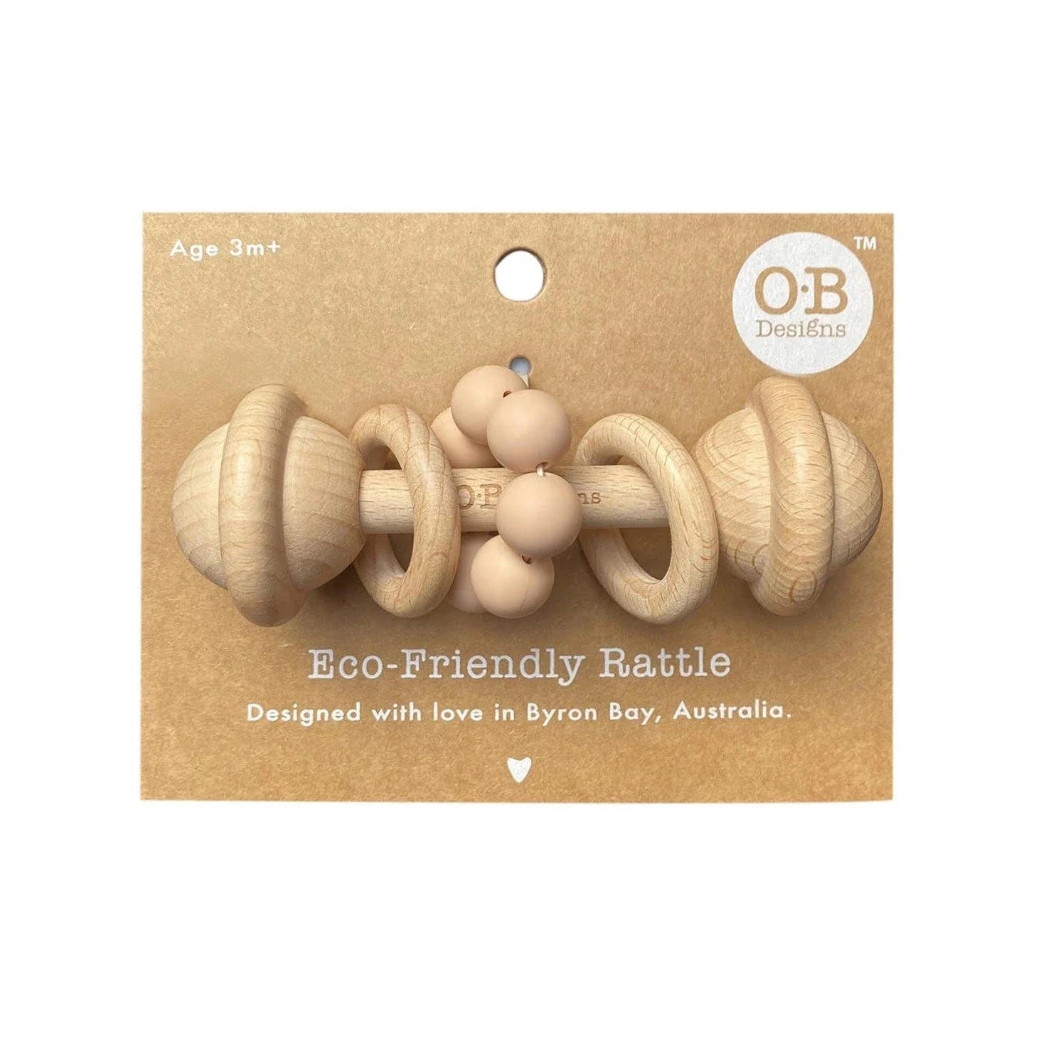 Eco-Friendly Rattle Organic Beechwood Silicone Toy Peach