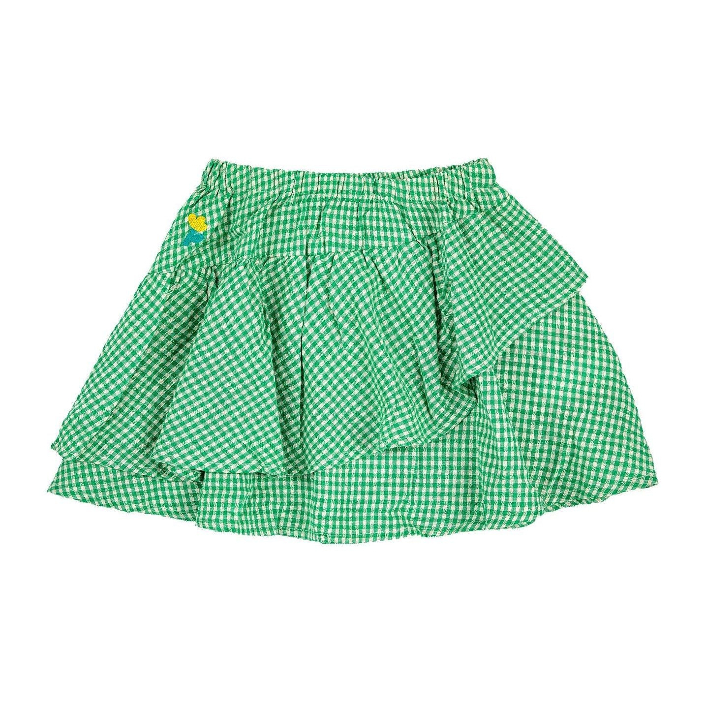 Green Vichy Woven Ruffle Skirt