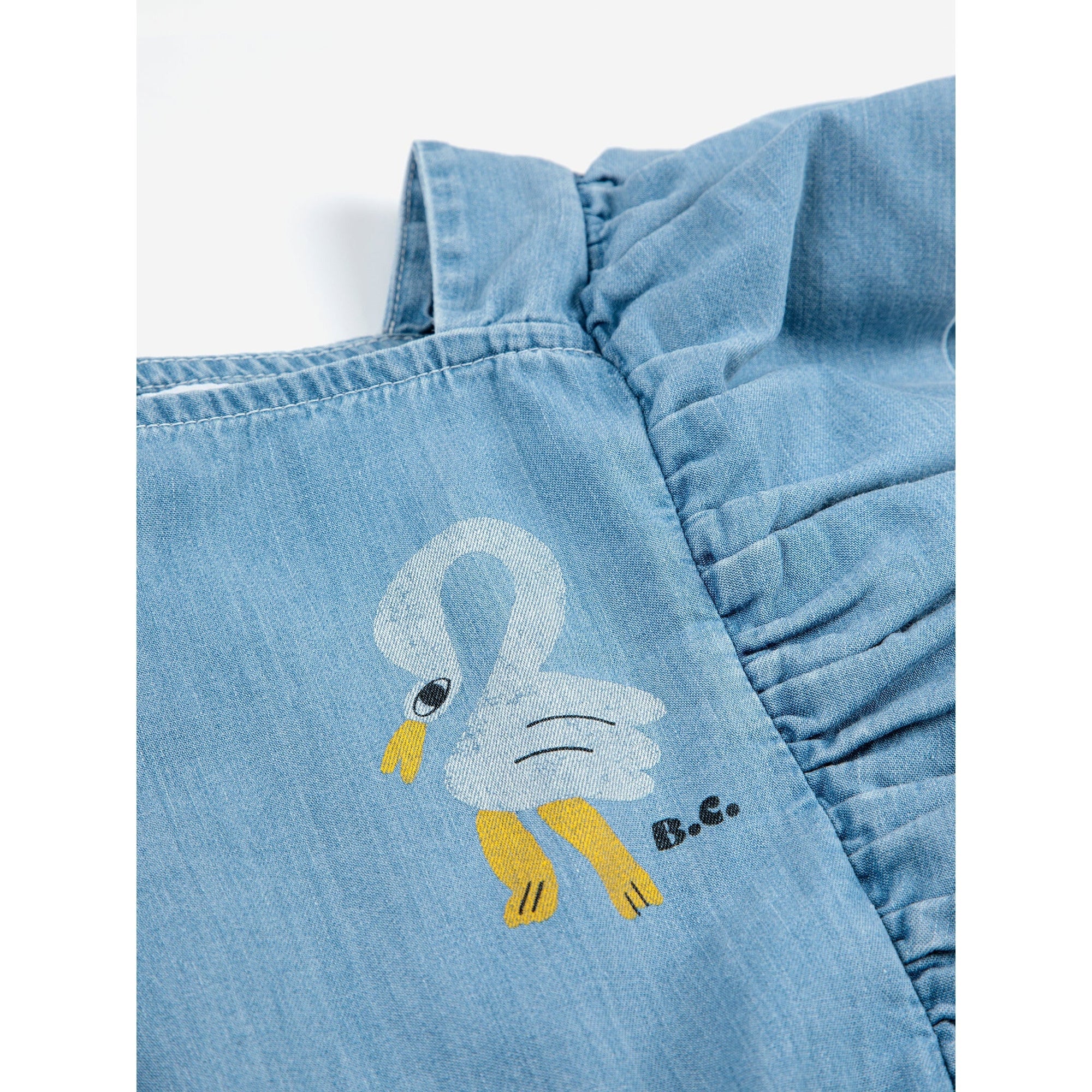Pelican Denim Ruffle Dress