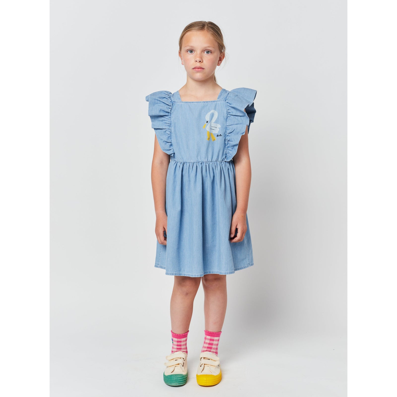 Pelican Denim Ruffle Dress