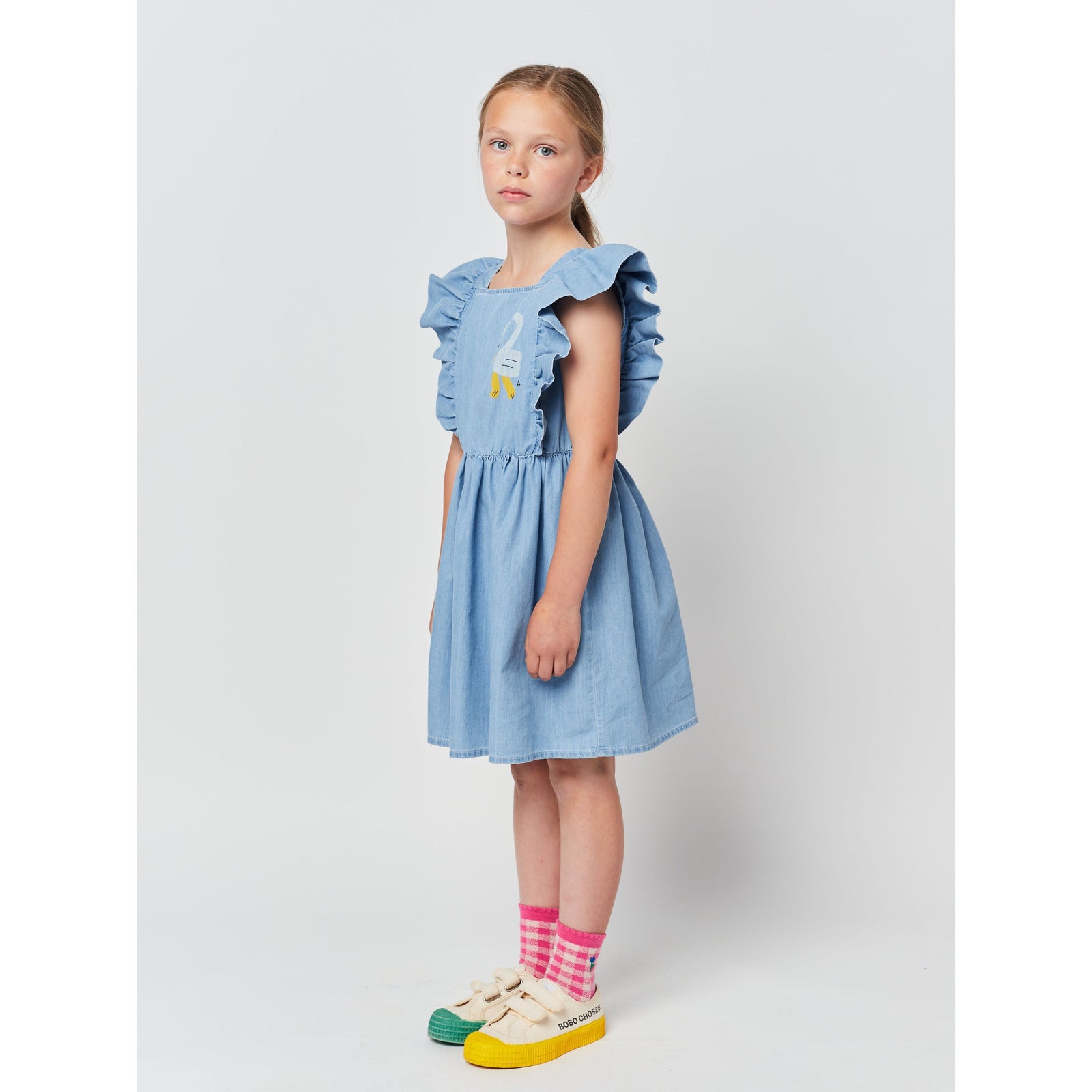 Pelican Denim Ruffle Dress