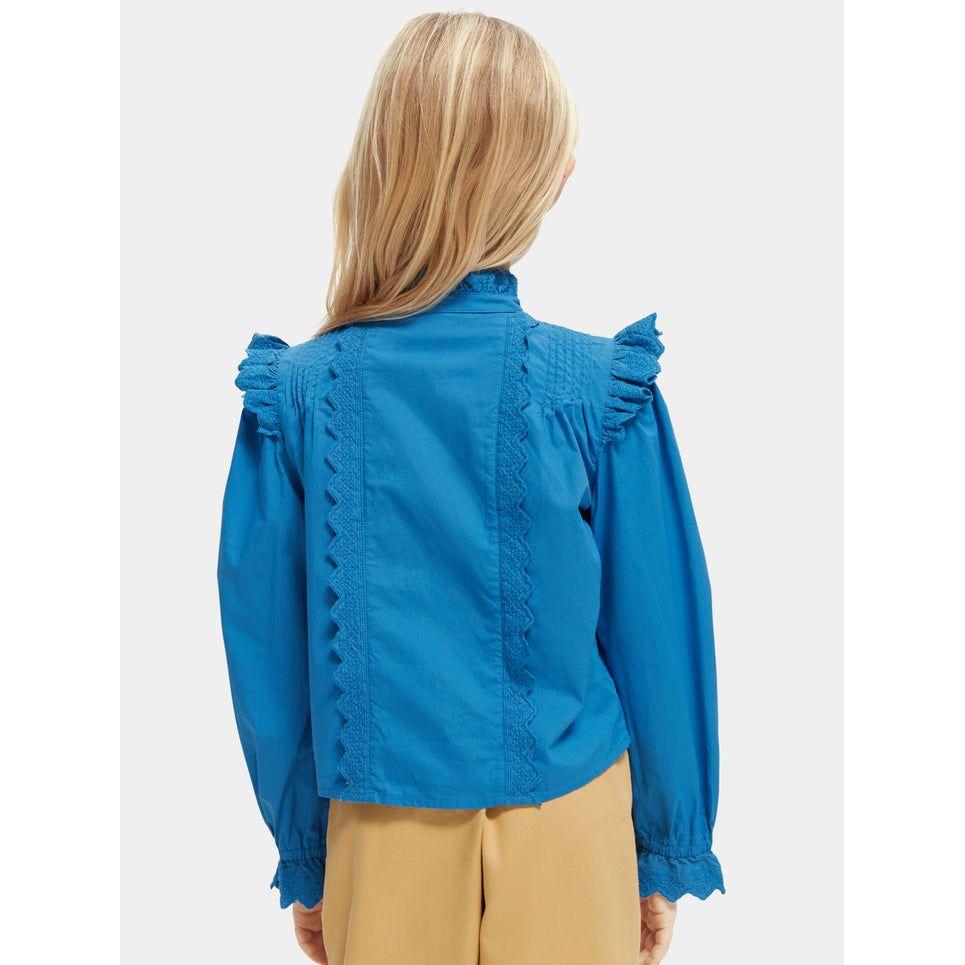 Organic Boxy-Fit Ruffled Shirt - Electric Blue
