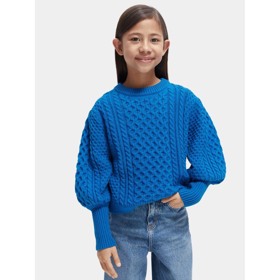 Chunky Cable-Knit Sweater - Electric Blue