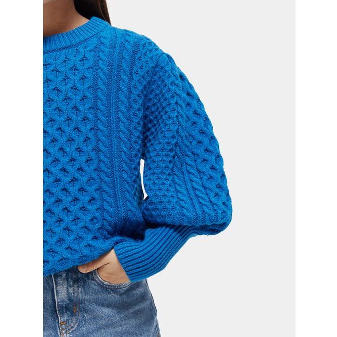 Chunky Cable-Knit Sweater - Electric Blue