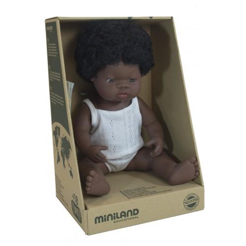 Anatomically Correct Baby Doll African Girl 38 Cm