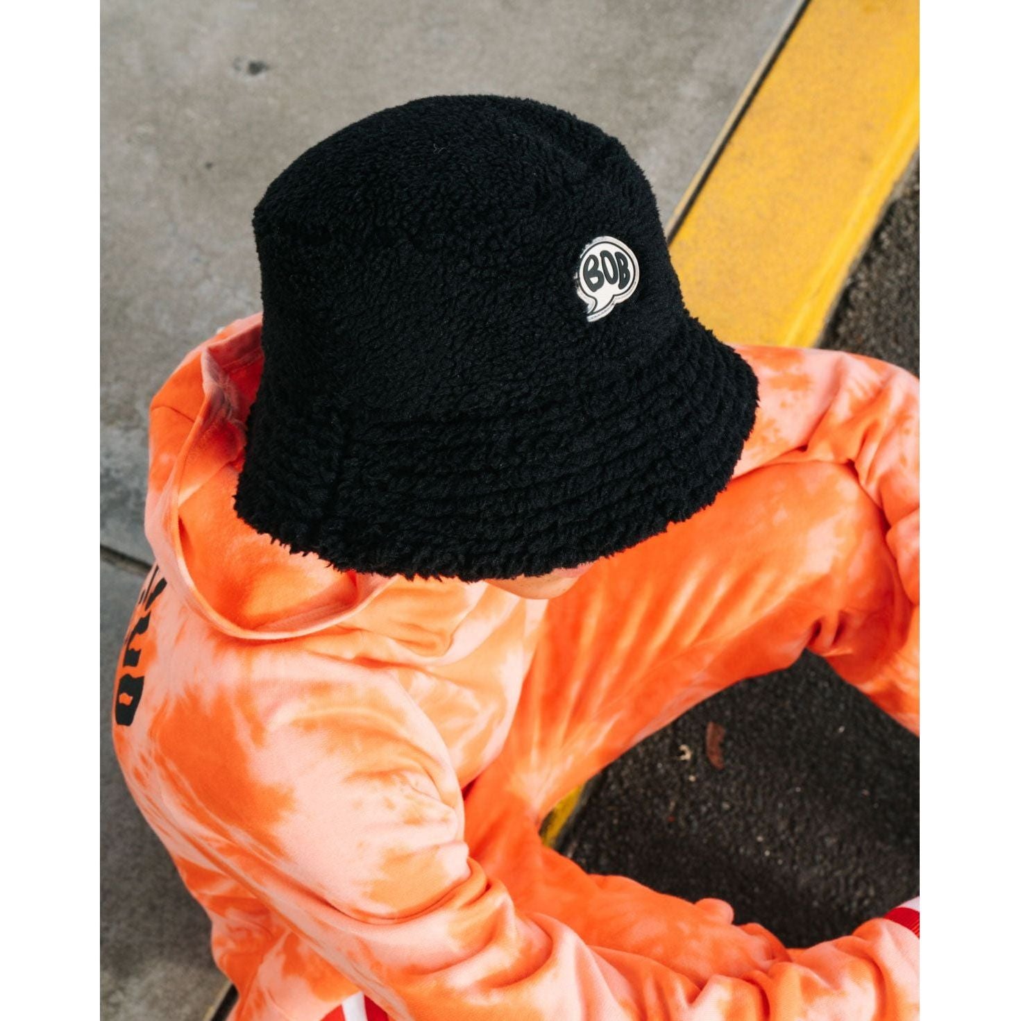 Black Fluffy Bucket Hat