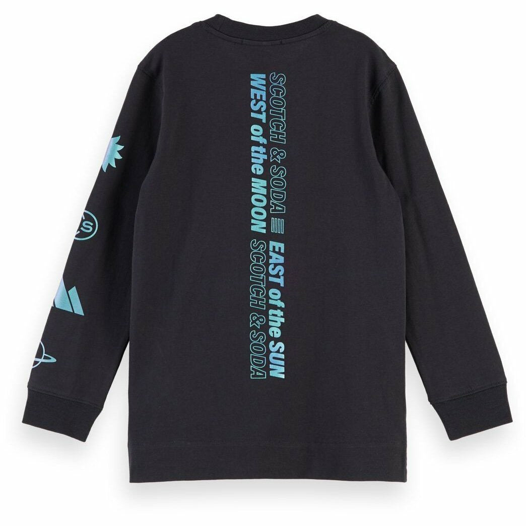 Cotton Long Sleeve Artwork T-Shirt - Black