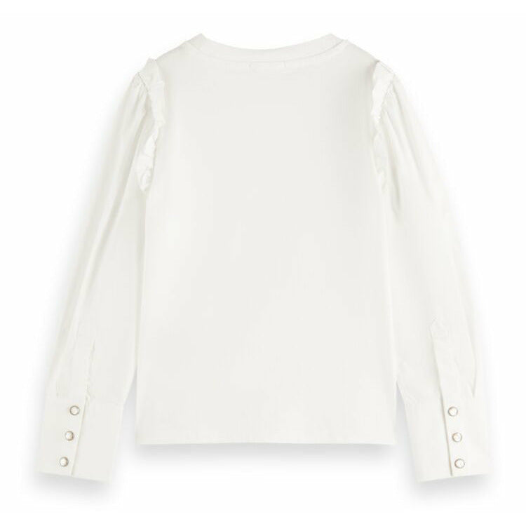 Long-Sleeved Mixed-Quality T-Shirt - Off White
