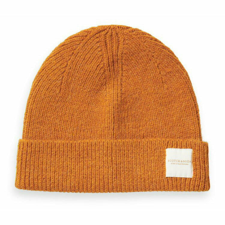 Rib-Knit Wool Blend Beanie - Copper