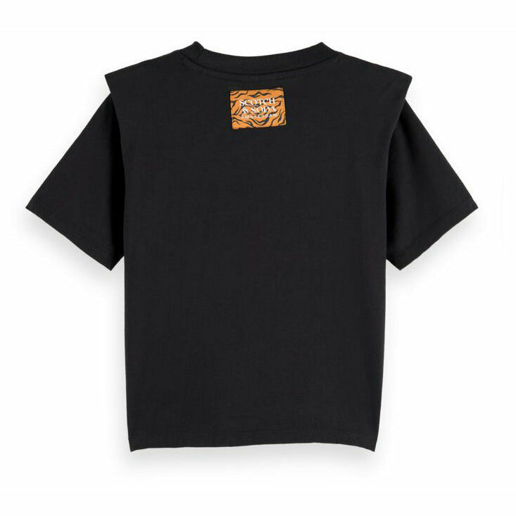 Shoulder Detail Artwork T-Shirt - Black