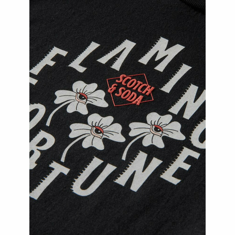 Shoulder Detail Artwork T-Shirt - Black