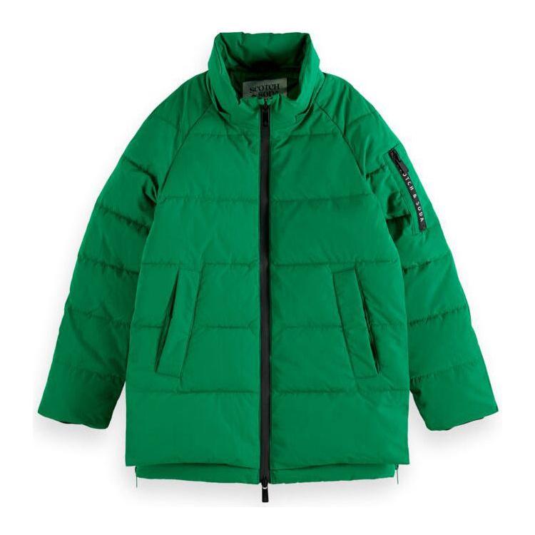Hooded Water-Repellent Long-Length Puffer Jacket - Emerald