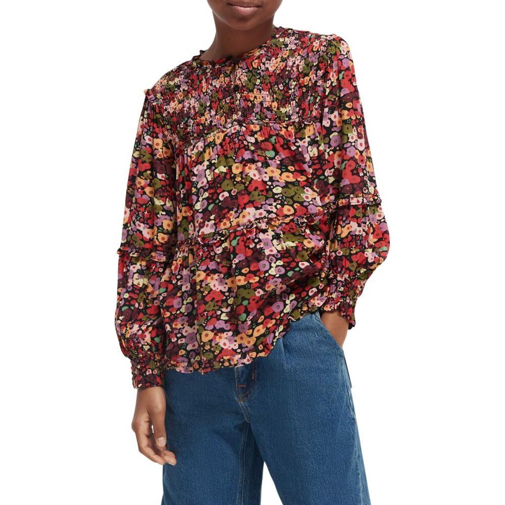 All-Over Printed Smock Detail Top
