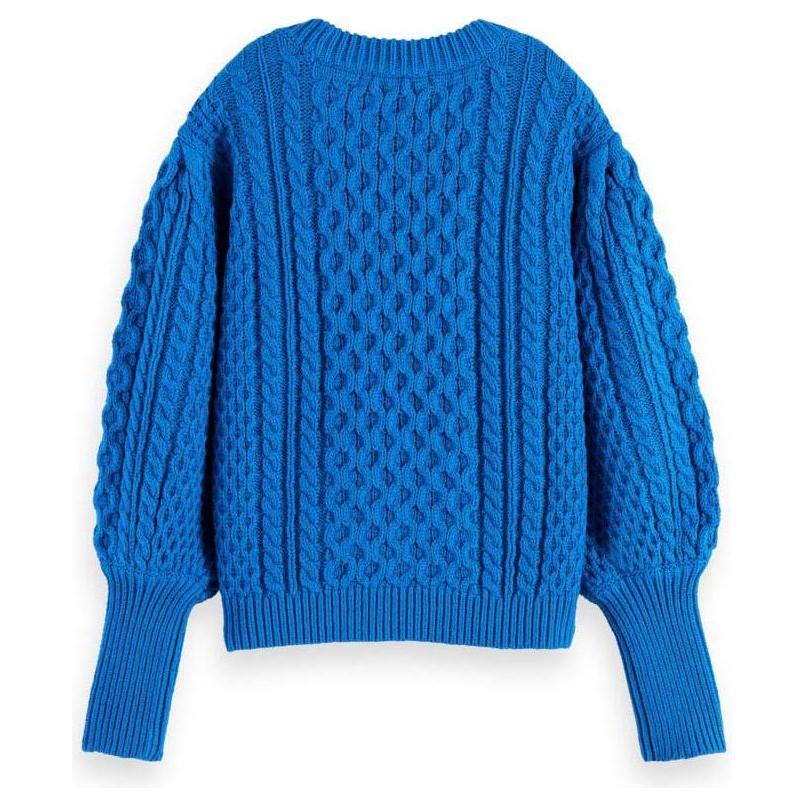 Chunky Cable-Knit Sweater - Electric Blue