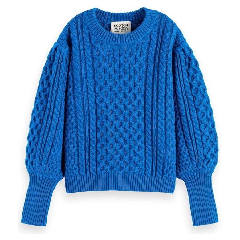 Chunky Cable-Knit Sweater - Electric Blue