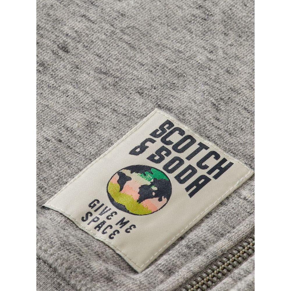 Panelled Melange Crewneck Side-Zip Sweatshirt