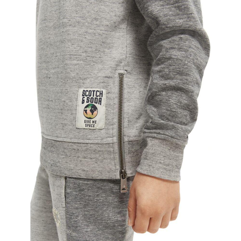 Panelled Melange Crewneck Side-Zip Sweatshirt