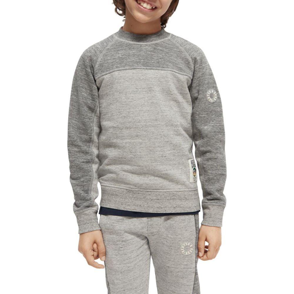 Panelled Melange Crewneck Side-Zip Sweatshirt