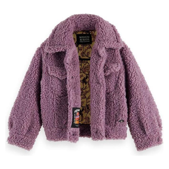 Boxy-Fit Bonded Teddy Jacket - Lavender
