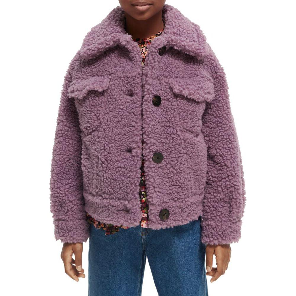 Boxy-Fit Bonded Teddy Jacket - Lavender