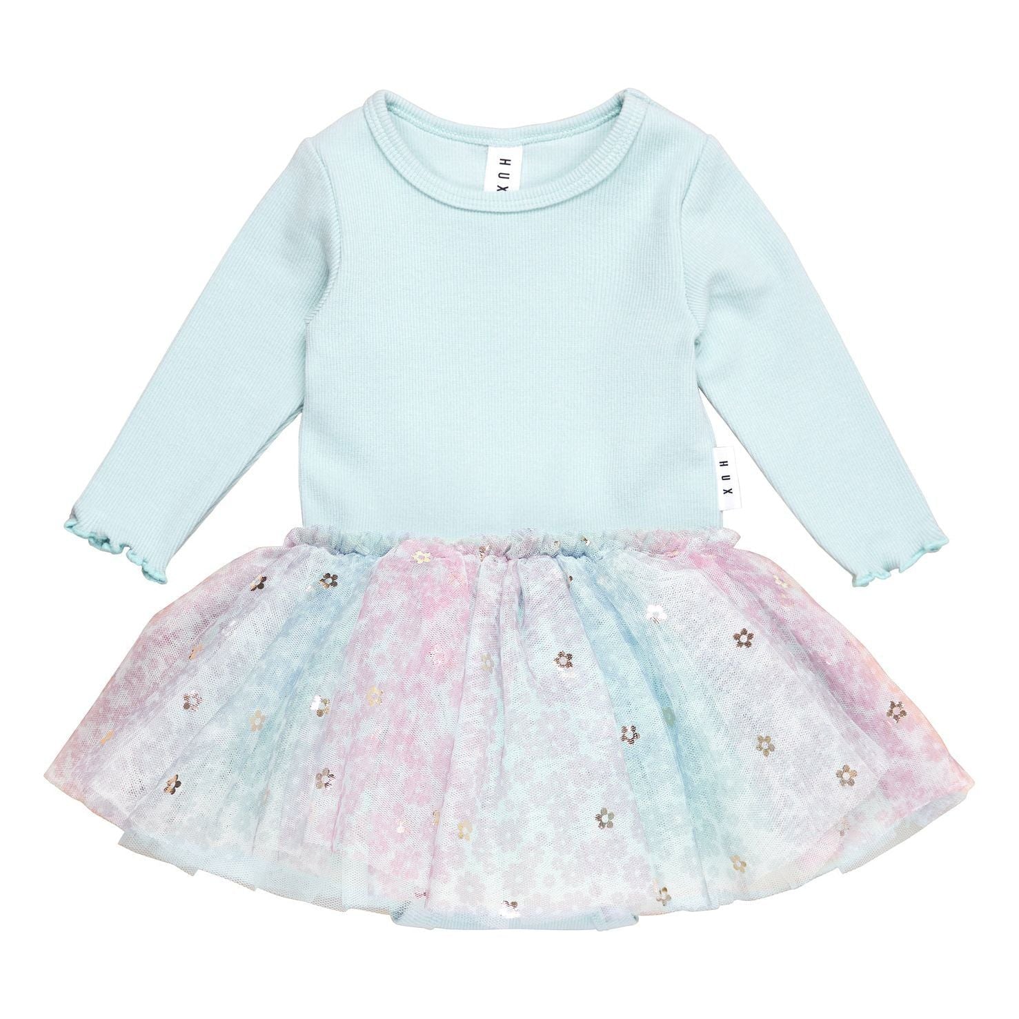 Rainbow Flower Rib Long Sleeve Ballet Onesie