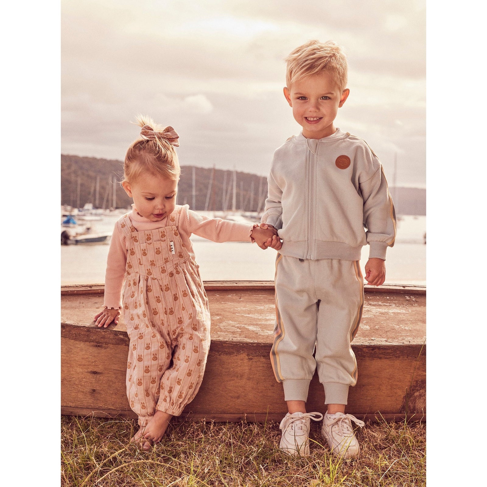 Bunny Stripe Reversible Overalls