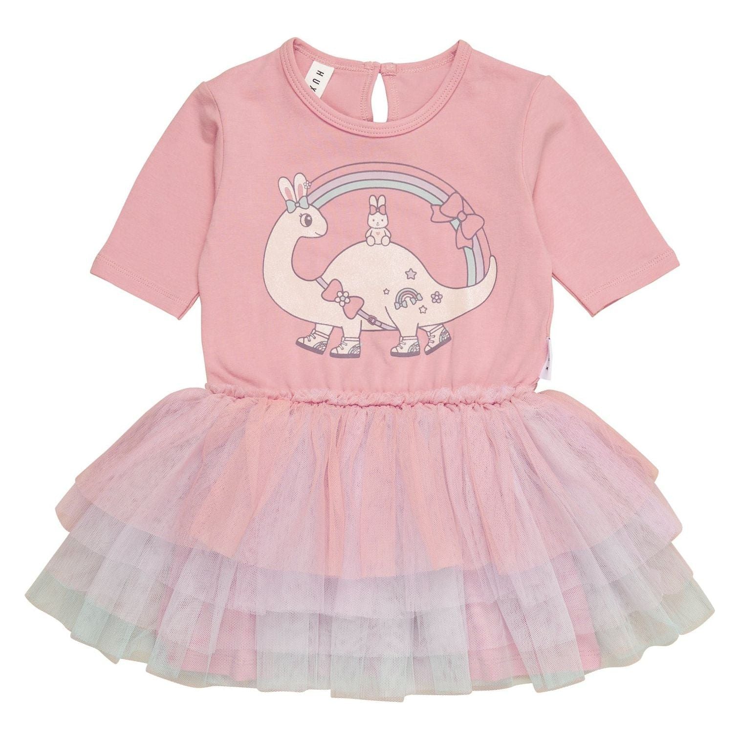 Dino Rainbow Layered Ballet Dress