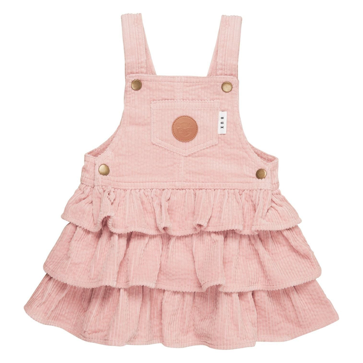 Cord Overall Frill Dress - Rosebud