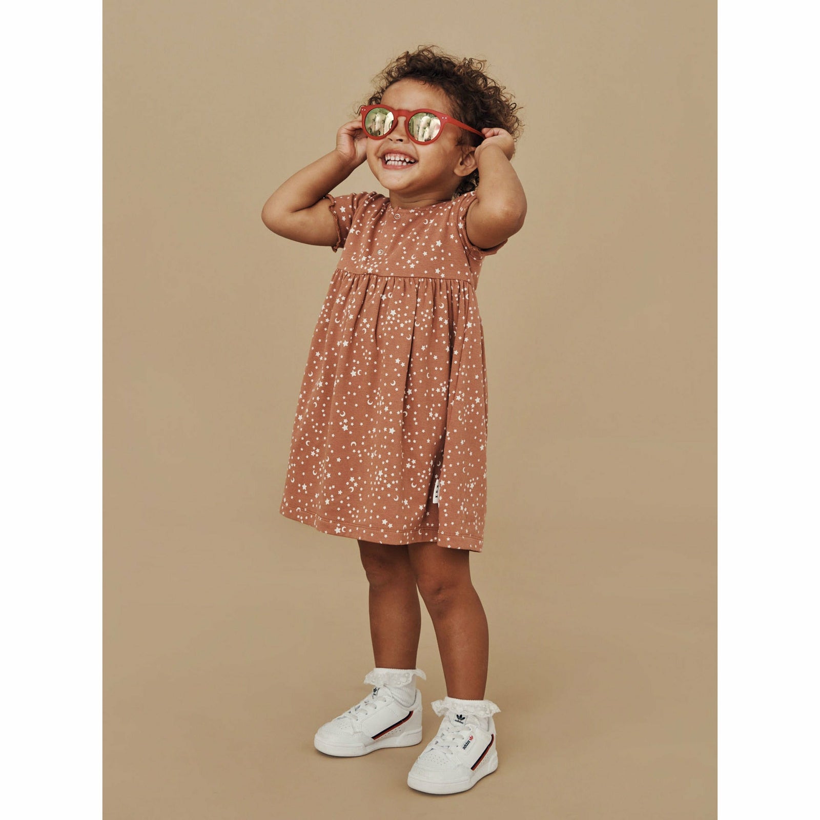 Starry Short Sleeve Rib Dress