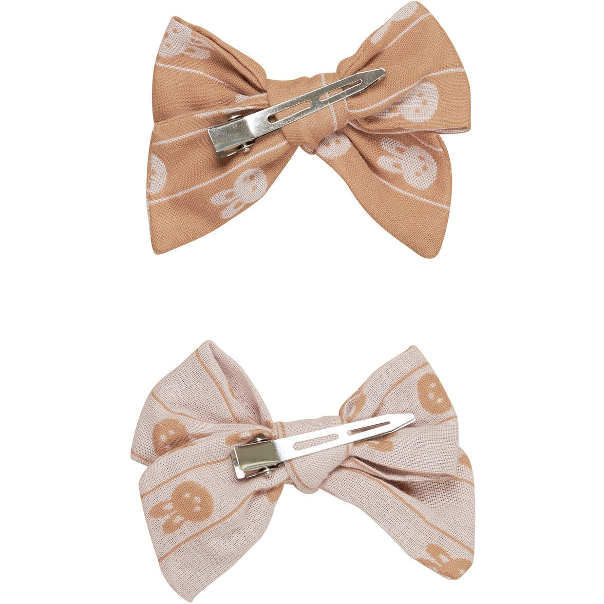 Bunny Stripe 2Pk Hair Bow-Biscuit + Rose