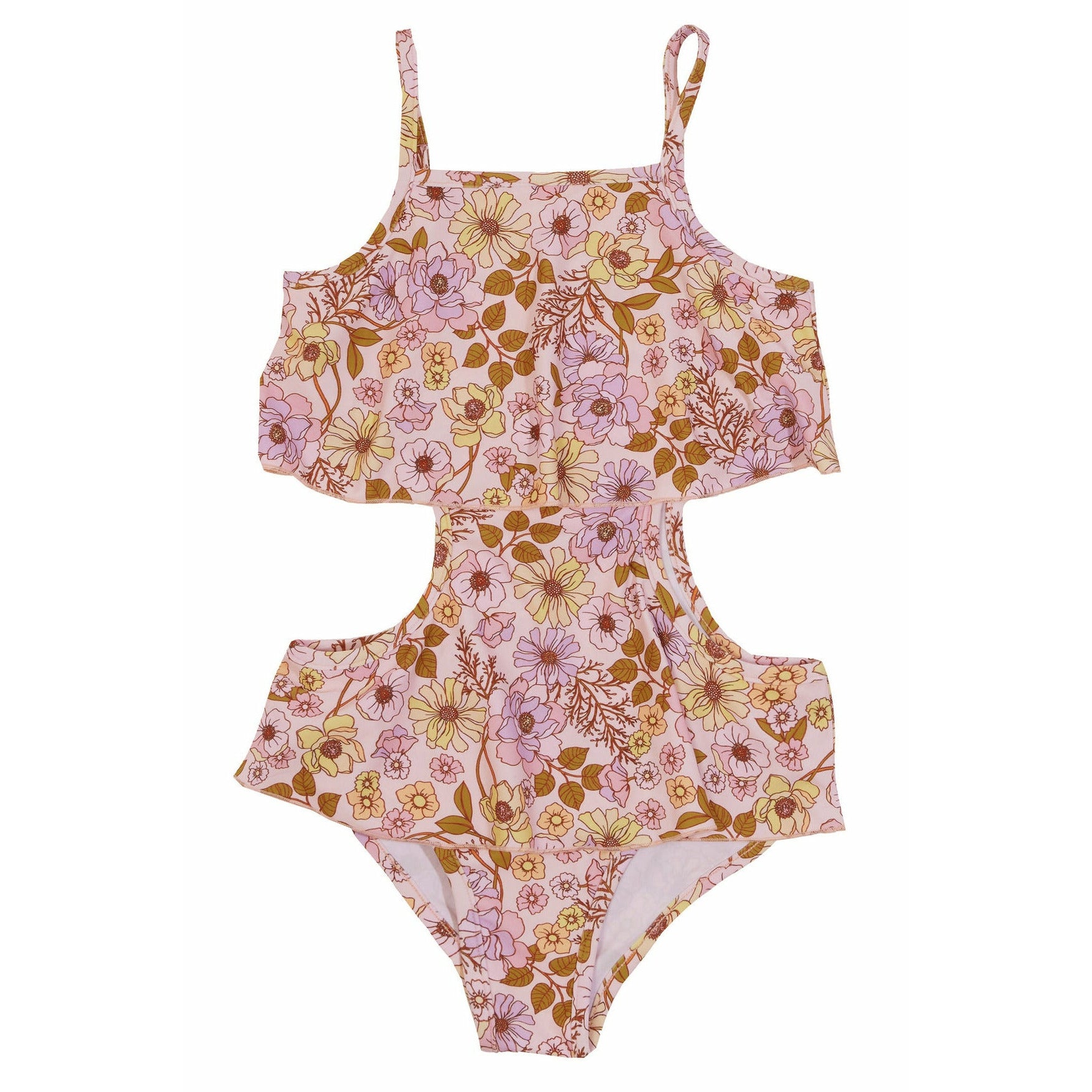 Pink Posy Cut-Out Swimsuit Upf 50