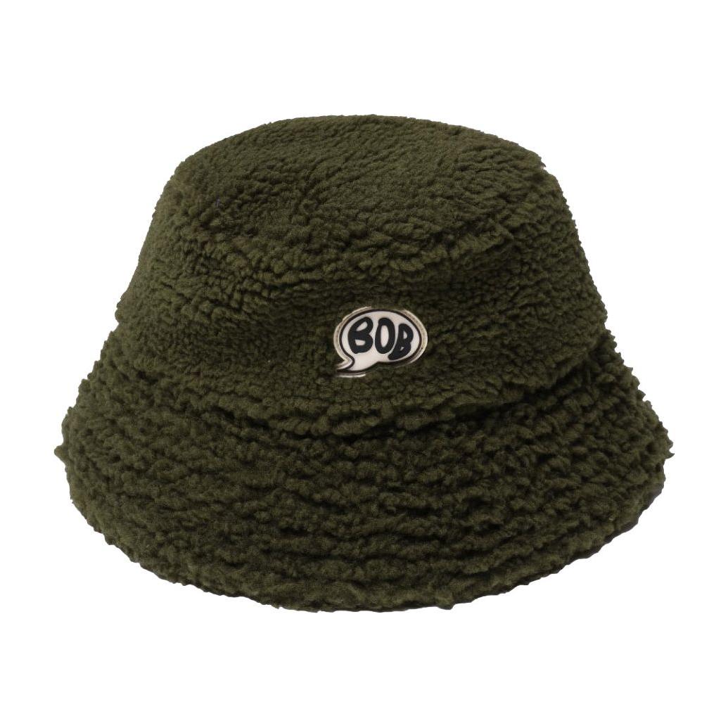 Khaki Green Fluffy Bucket Hat