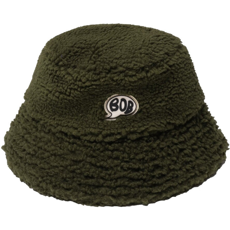 Khaki Green Fluffy Bucket Hat